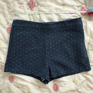 Forever 21 Navy and White Polka Dot Textured High-Waisted Shorts
